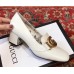 Gucci Leather Mid-heel Pumps with Double G 525333 White 2018