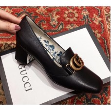 Gucci Leather Mid-heel Pumps with Double G 525333 Black 2018