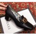 Gucci Leather Mid-heel Pumps with Double G 525333 Black 2018