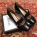 Gucci Sylvie Chain Leather Mid-heel Pumps 537539 Black 2018