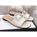 Gucci Leather Slide with Crystal G 551445 White 2018