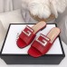 Gucci Leather Slide with Crystal G 551445 Red 2018