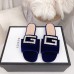 Gucci Velvet Slide with Crystal G 551445 Blue 2018