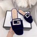 Gucci Velvet Slide with Crystal G 551445 Blue 2018