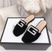 Gucci Velvet Slide with Crystal G 551445 Black 2018