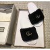 Gucci Heel 1.5cm Shearling Fur Crystal Double G Slide Sandals Black 2018