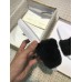 Gucci Heel 1.5cm Shearling Fur Crystal Double G Slide Sandals Black 2018