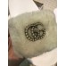 Gucci Heel 1.5cm Shearling Fur Crystal Double G Slide Sandals Creamy 2018