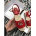 Gucci Crochet Espadrilles Sandals Red With Pearls Double G 2019