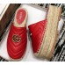 Gucci Leather Platform Espadrilles Slippers With Double G Red 2019