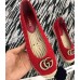 Gucci Crochet Espadrille 524974 with Pearls Double G Red