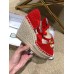 Gucci Double G Crochet Platform 10cm Espadrille with Grosgrain Lace-up Red