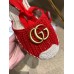 Gucci Double G Crochet Platform 10cm Espadrille with Grosgrain Lace-up Red