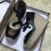 Gucci Double G Leather Platform 10cm Espadrille 573023 with Grosgrain Lace-up Black