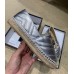 Gucci Glitter Espadrilles Silver With Crystal Double G 2019