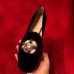 Gucci Velvet Ballet Flat With Bee 474491 Black/Red 2017