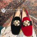 Gucci Velvet Ballet Flat With Bee 474491 Black/Red 2017