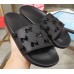 Gucci Rubber GG Slide Sandals Black 2019