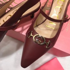 Gucci Heel 5.5cm Zumi Leather Pumps 583300 Burgundy 2019