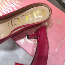 Gucci Heel 5.5cm Zumi Leather Slides 577053 Fuchsia 2019