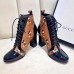 Gucci Patent Black Lace-up Ankle Boots GG Khaki Mickey Mouse 2019