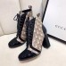 Gucci Patent Black Lace-up Ankle Boots GG Beige Bee 2019