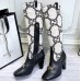 Gucci Zumi Tweed Knee Boots 577652 GG White 2019