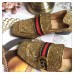 Gucci Heel 5cm Glitter Double G Square Toe Loafter 476726 Gold 2017