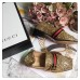 Gucci Heel 5cm Glitter Double G Square Toe Loafter 476726 Gold 2017