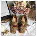 Gucci Heel 5cm Glitter Double G Square Toe Loafter 476726 Gold 2017