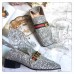 Gucci Heel 5cm Glitter Double G Square Toe Loafter 476726 Silver 2017