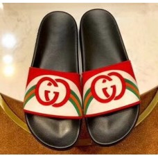 Gucci Rainbow and GG Print White/Red Slides 2019