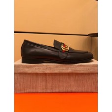 gucci Leather loafer with GG Web 428609