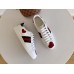 Gucci Ace Leather Low-Top Lovers Sneakers Web Heart Creamy 435638