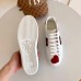 Gucci Ace Leather Low-Top Lovers Sneakers Web Heart Creamy 435638