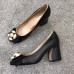 Gucci Leather Mid-heel Pump with Bee ‎9cm Heel 474483 Black 2018