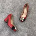 Gucci Leather Mid-heel Pump with Bee ‎9cm Heel 474483 Red 2018