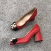 Gucci Leather Mid-heel Pump with Bee ‎9cm Heel 474483 Red 2018