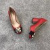 Gucci Leather Mid-heel Pump with Bee ‎9cm Heel 474483 Red 2018