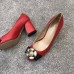 Gucci Leather Mid-heel Pump with Bee ‎9cm Heel 474483 Red 2018