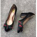 Gucci Leather Pump with Web Bow 8cm Heel 432044 Black 2018