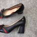 Gucci Leather Pump with Web Bow 8cm Heel 432044 Black 2018