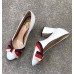 Gucci Leather Pump with Web Bow 8cm Heel 432044 White 2018