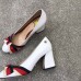 Gucci Leather Pump with Web Bow 8cm Heel 432044 White 2018