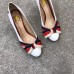 Gucci Leather Pump with Web Bow 8cm Heel 432044 White 2018