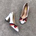 Gucci Leather Pump with Web Bow 8cm Heel 432044 White 2018