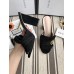 Gucci Suede 7.5/10cm Heel Slide Sandals ‎458051 Black 2018