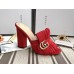 Gucci Suede 7.5/10cm Heel Slide Sandals ‎458051 Red 2018