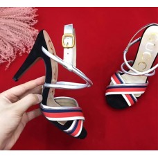 Gucci Stripes Sandal 10cm Heel Silver 2018