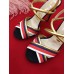 Gucci Stripes Sandal 10cm Heel Gold 2018